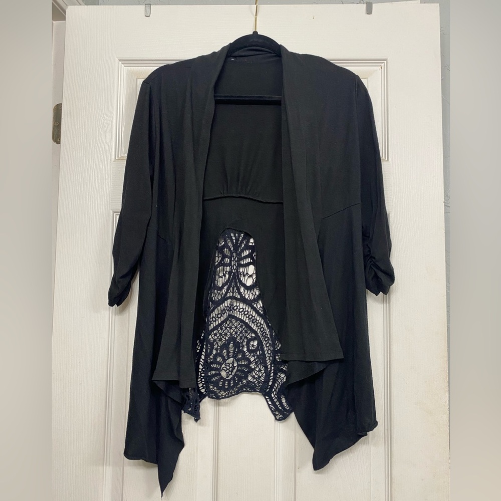 Black 3/4 length cardigan size medium